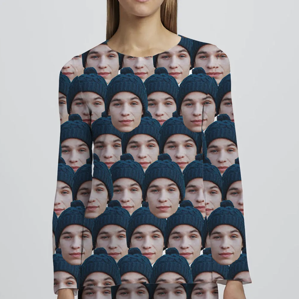 Dense Face Full Print Custom Long Sleeve Pajama Set