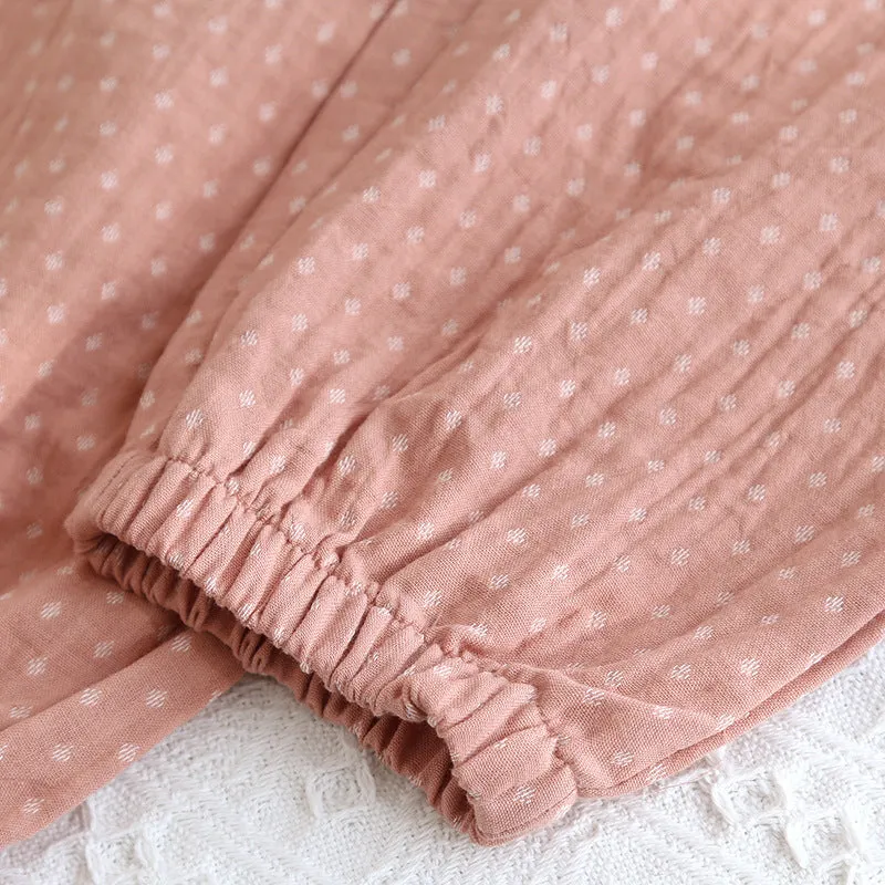 Pink Dyed Washed Cotton Cotton Pajama Set
